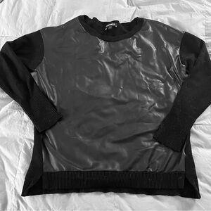 Express Black Faux Leather Sweater